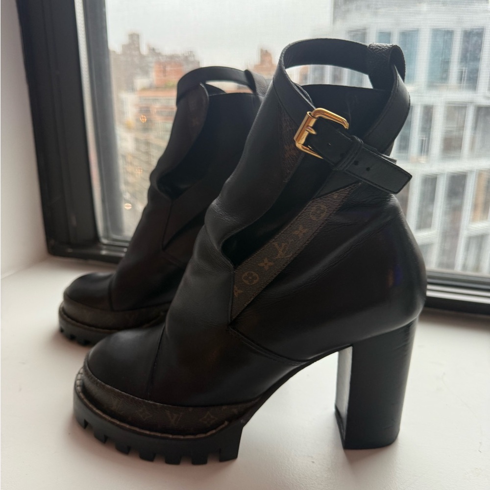 Louis Vuitton Black High Heel Ankle Boots